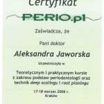 Certyfikat dla dr Aleksandry Jaworskiej